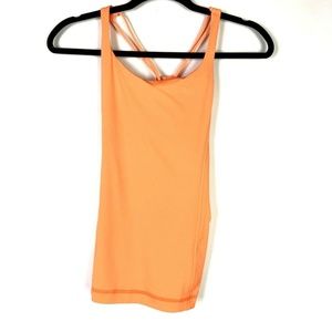 Lululemon Orange Scoop Neck Tank Top Built In Bra